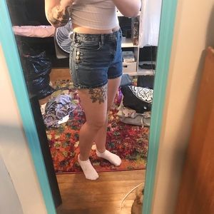High waisted jean shorts